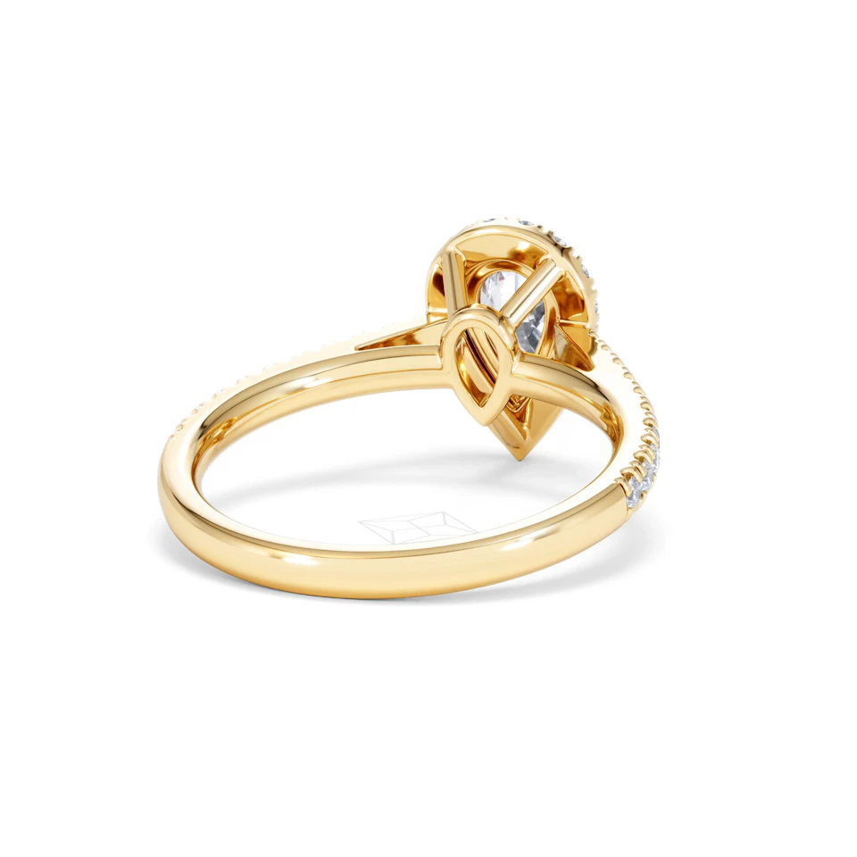 Diana GIA Diamond Pear Halo Engagement Ring in 18K Gold 1.35ct G/SI2