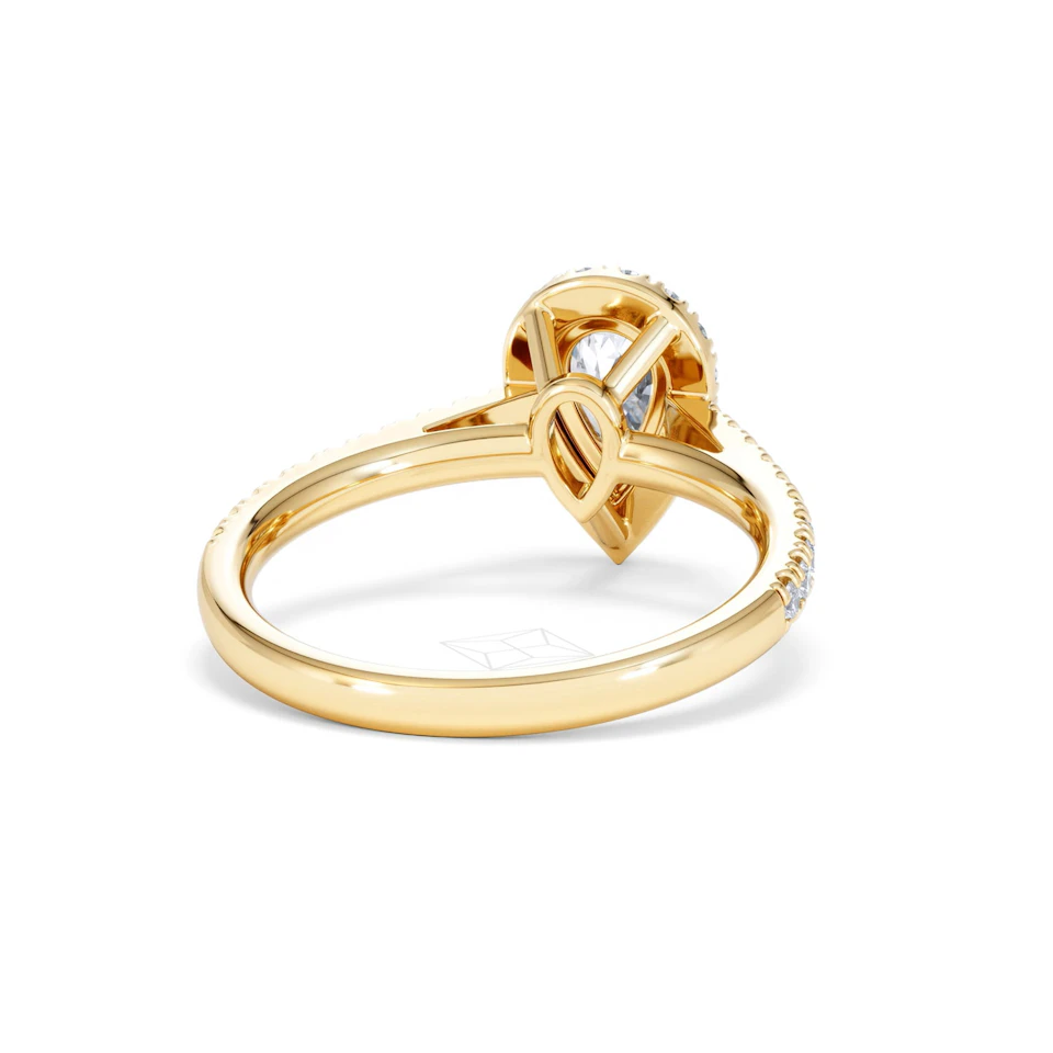 Diana GIA Diamond Pear Halo Engagement Ring in 18K Gold 1.35ct G/SI2