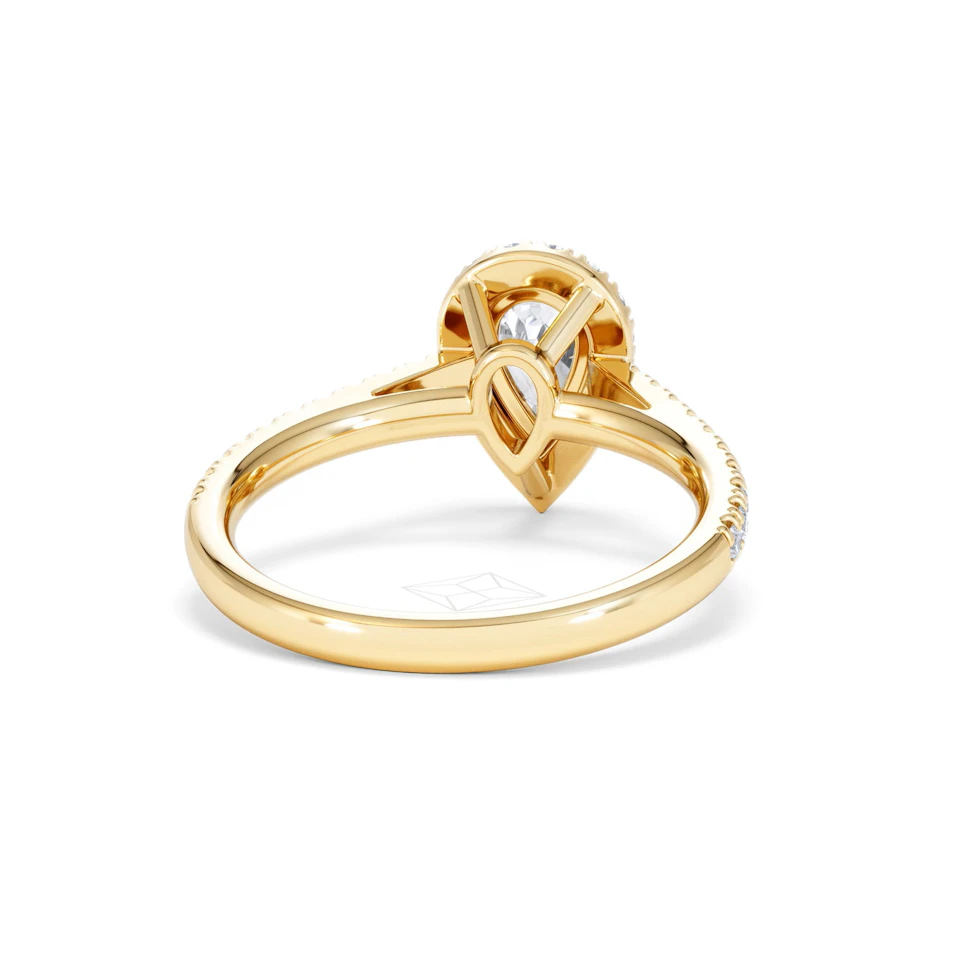 Diana GIA Diamond Pear Halo Engagement Ring in 18K Gold 1.35ct G/SI2