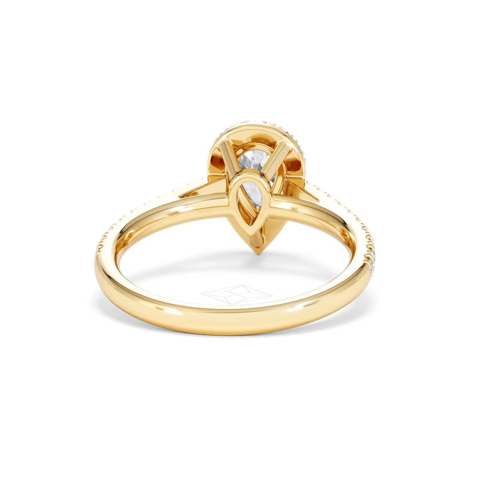 Diana GIA Diamond Pear Halo Engagement Ring in 18K Gold 1.35ct G/SI2