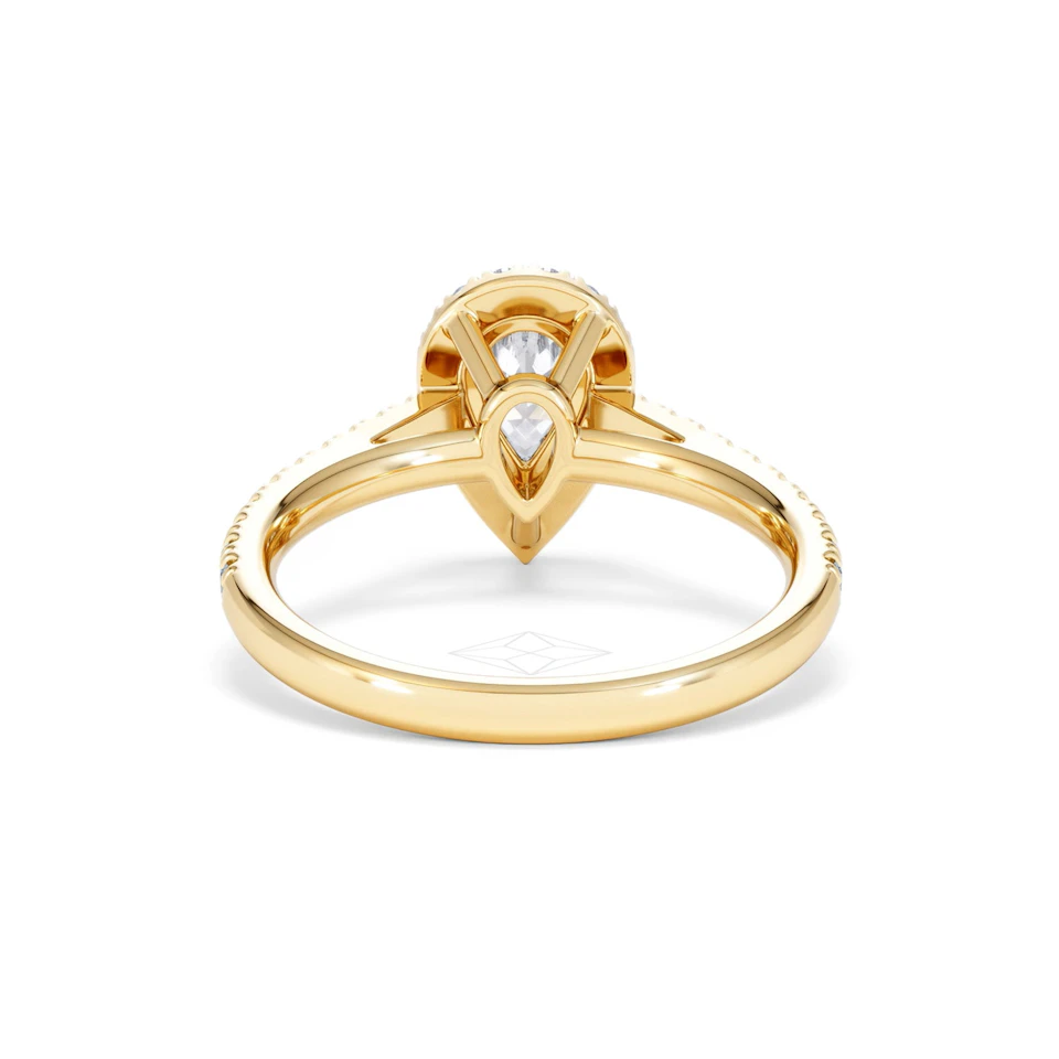 Diana GIA Diamond Pear Halo Engagement Ring in 18K Gold 1.35ct G/SI2
