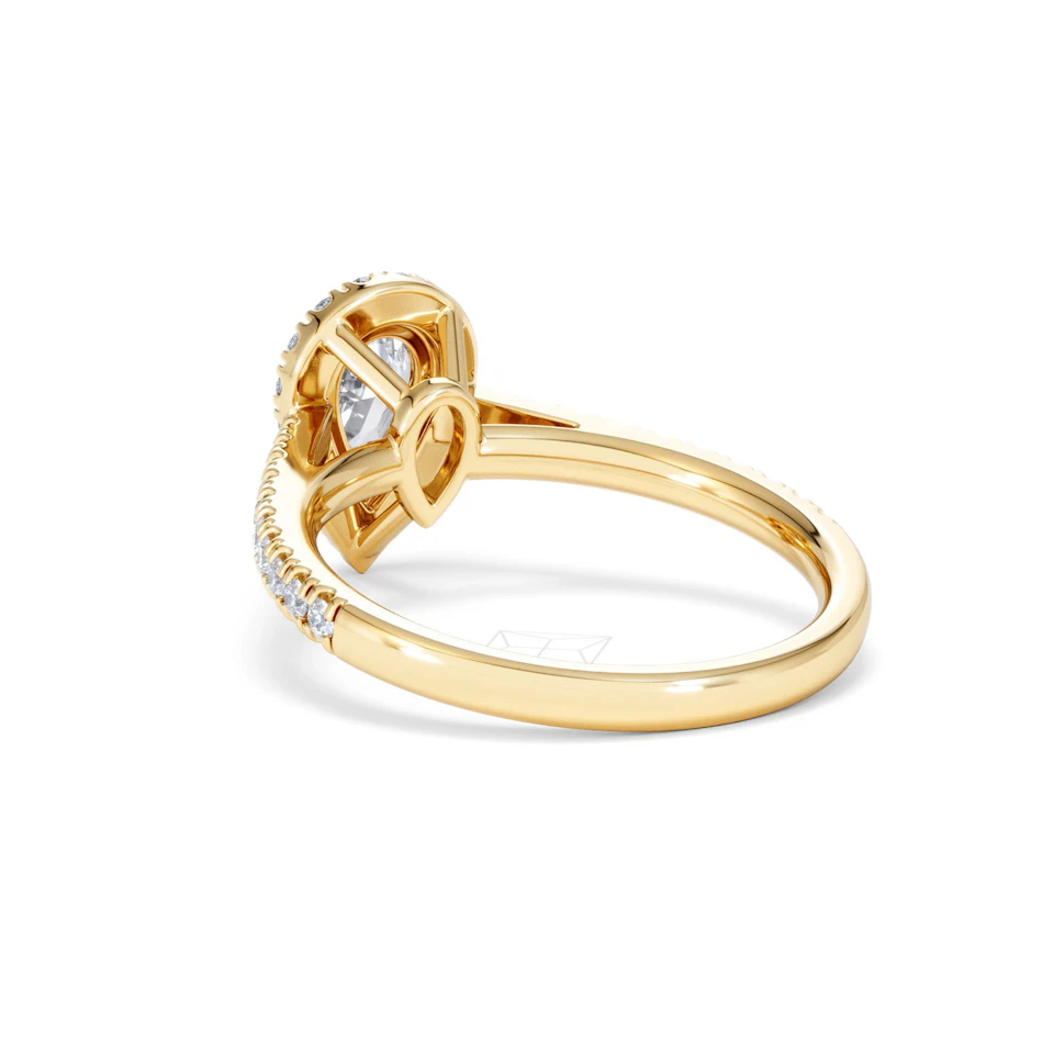 Diana GIA Diamond Pear Halo Engagement Ring in 18K Gold 1.35ct G/SI2