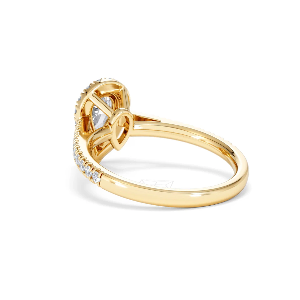 Diana GIA Diamond Pear Halo Engagement Ring in 18K Gold 1.35ct G/SI2