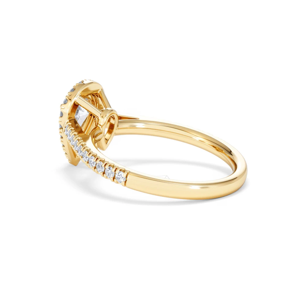 Diana GIA Diamond Pear Halo Engagement Ring in 18K Gold 1.35ct G/SI2