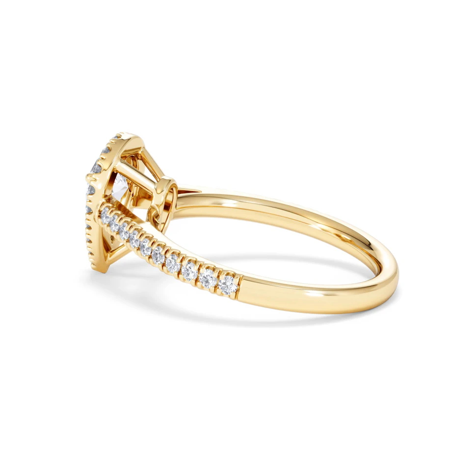 Diana GIA Diamond Pear Halo Engagement Ring in 18K Gold 1.35ct G/SI2