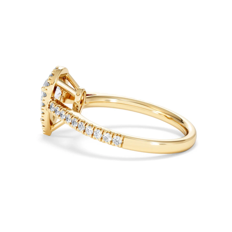 Diana GIA Diamond Pear Halo Engagement Ring in 18K Gold 1.35ct G/SI2