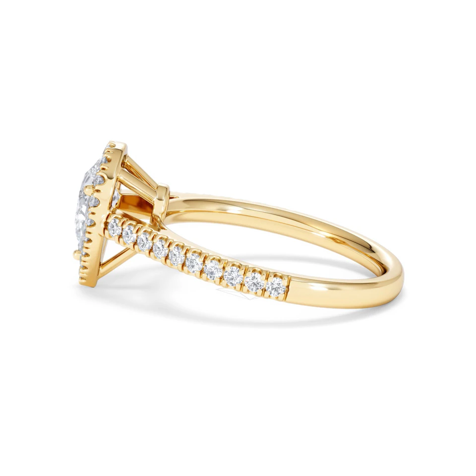 Diana GIA Diamond Pear Halo Engagement Ring in 18K Gold 1.35ct G/SI2