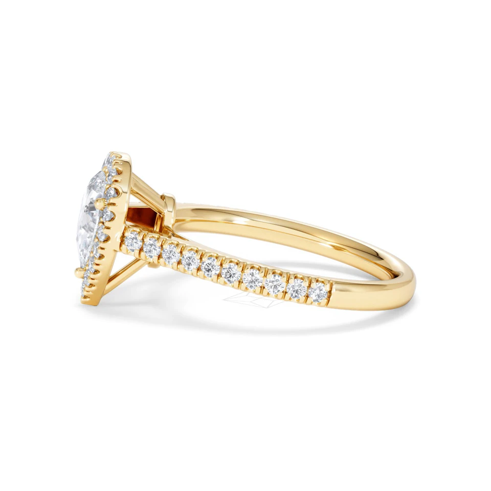 Diana GIA Diamond Pear Halo Engagement Ring in 18K Gold 1.35ct G/SI2
