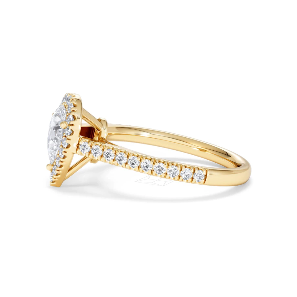 Diana GIA Diamond Pear Halo Engagement Ring in 18K Gold 1.35ct G/SI2