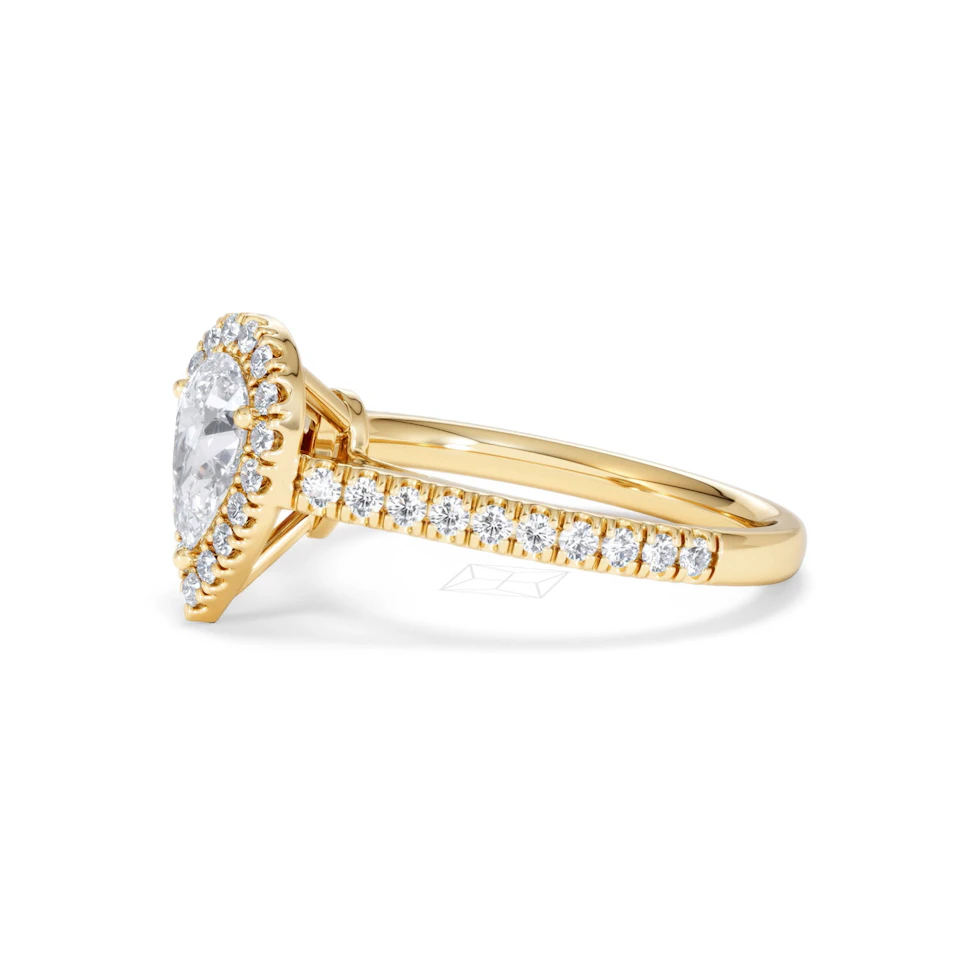 Diana GIA Diamond Pear Halo Engagement Ring in 18K Gold 1.35ct G/SI2