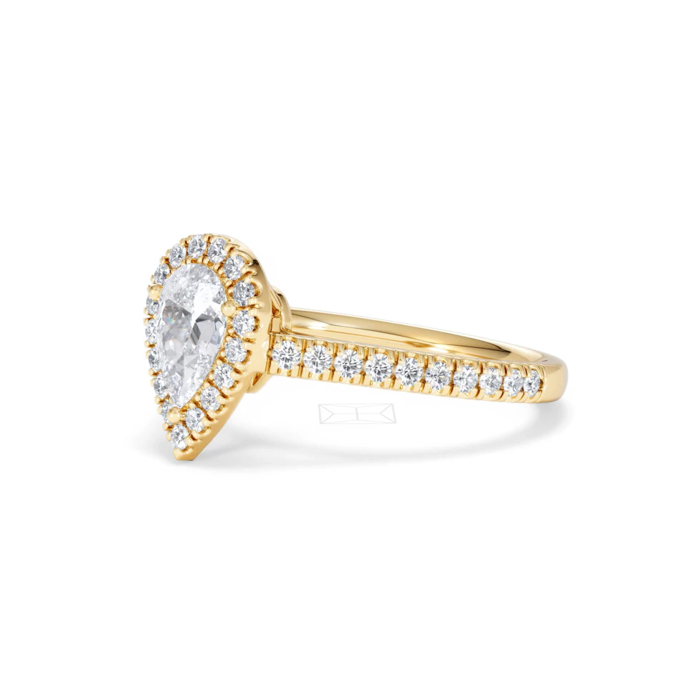 Diana GIA Diamond Pear Halo Engagement Ring in 18K Gold 1.35ct G/SI2