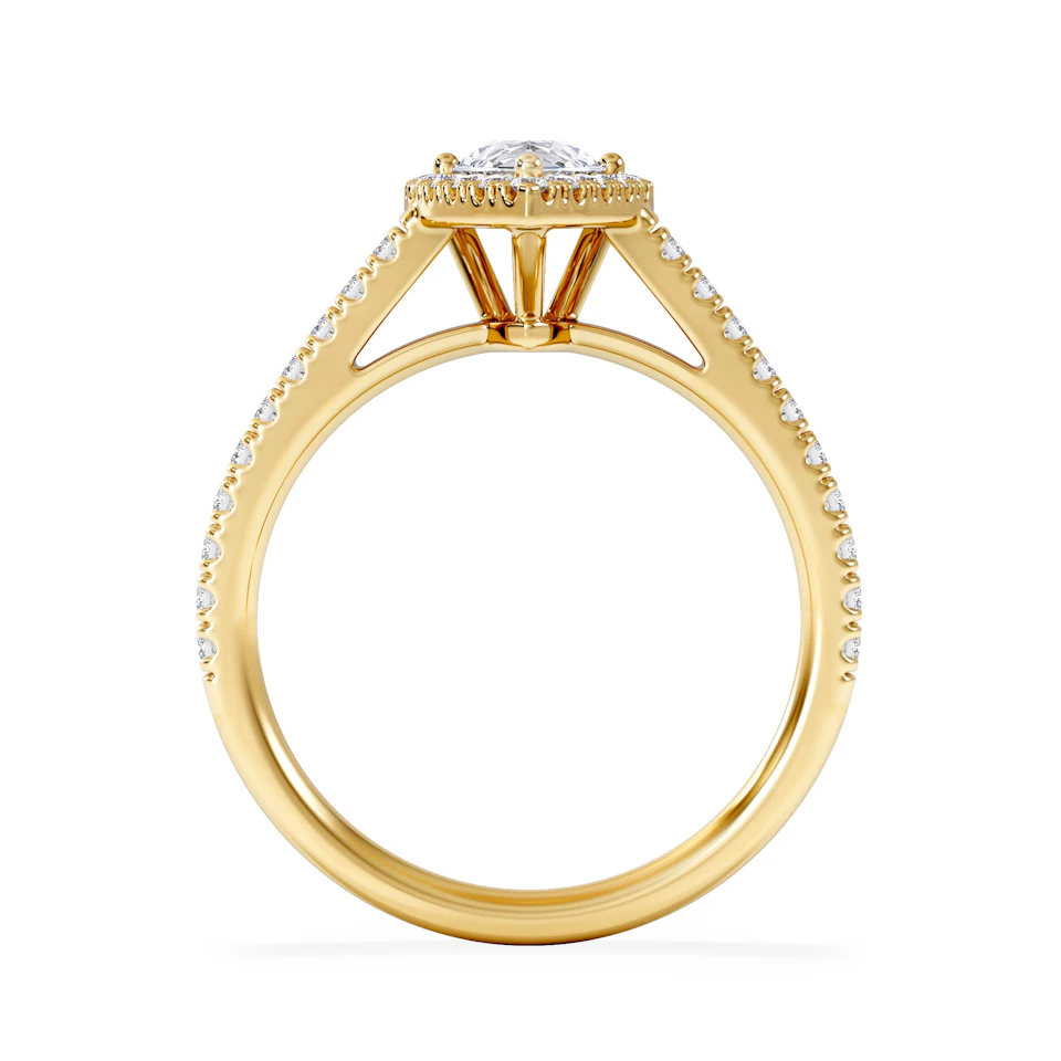 Diana GIA Diamond Pear Halo Engagement Ring in 18K Gold 1.35ct G/SI2