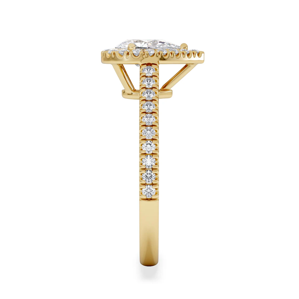 Diana GIA Diamond Pear Halo Engagement Ring in 18K Gold 1.35ct G/SI2