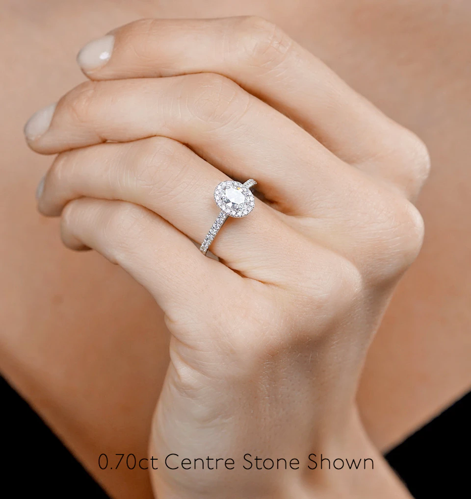 Georgina GIA Oval Diamond Halo Engagement Ring Platinum 1.55ct G/VS1