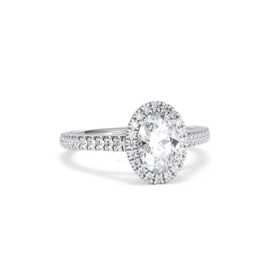 Georgina Lab Oval Diamond Halo Engagement Ring Platinum 1.55ct F/VS1