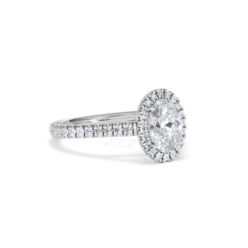 Georgina Lab Oval Diamond Halo Engagement Ring Platinum 1.55ct F/VS1