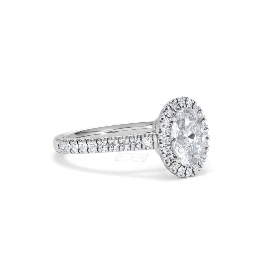 Georgina Lab Oval Diamond Halo Engagement Ring Platinum 1.55ct F/VS1