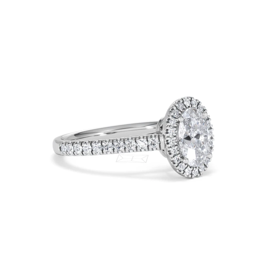 Georgina Lab Oval Diamond Halo Engagement Ring Platinum 1.55ct F/VS1