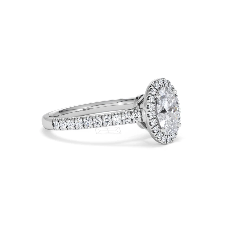 Georgina Lab Oval Diamond Halo Engagement Ring Platinum 1.55ct F/VS1