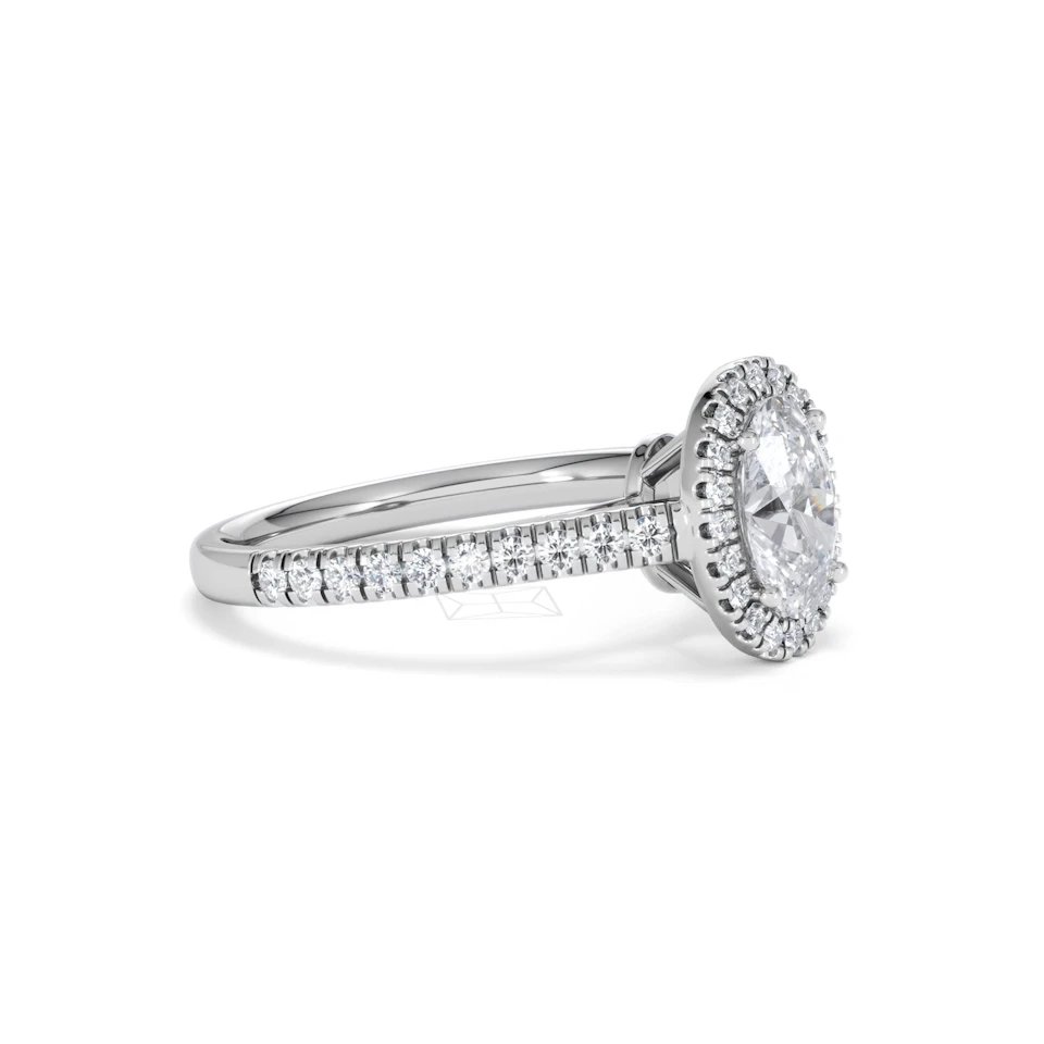Georgina Lab Oval Diamond Halo Engagement Ring Platinum 1.55ct F/VS1