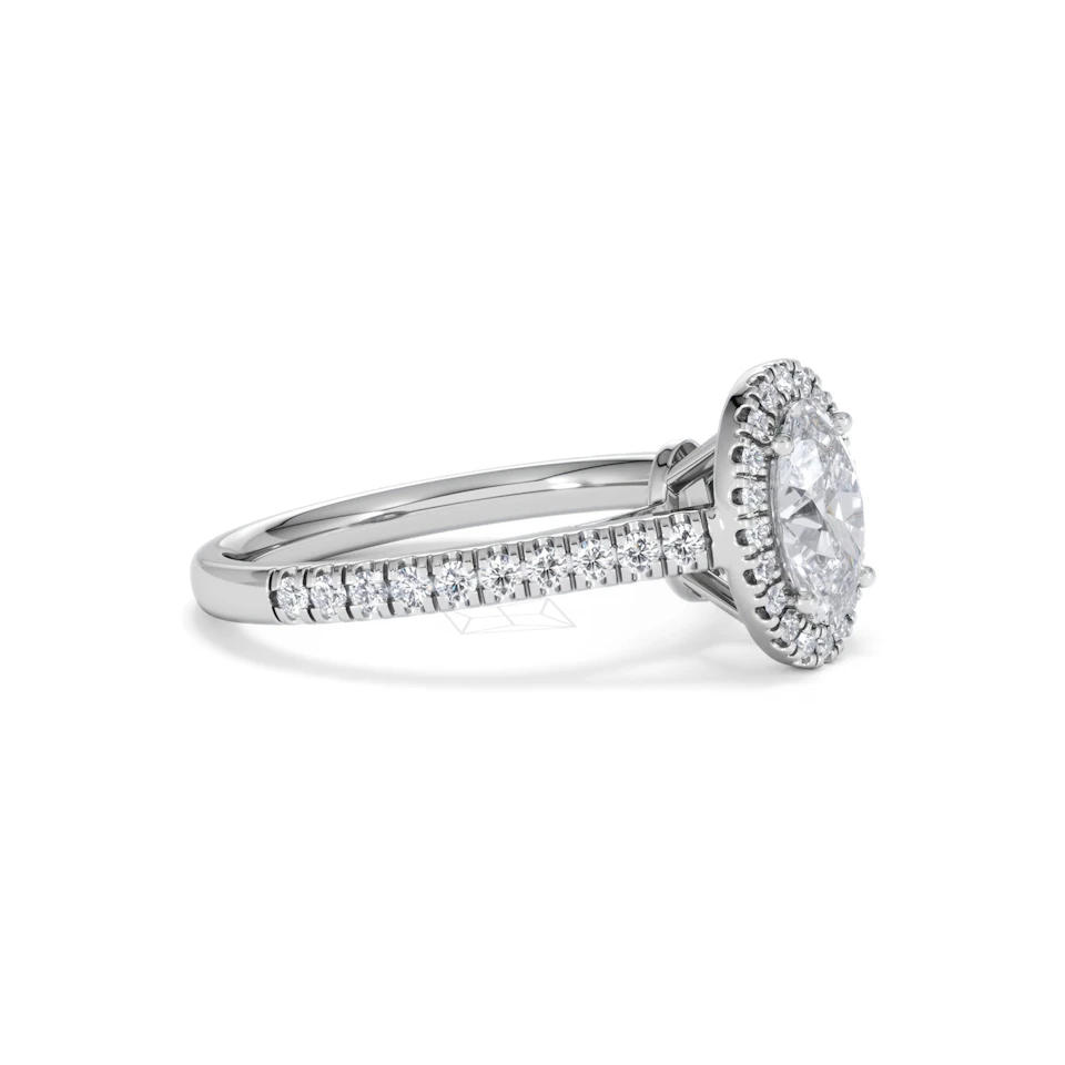 Georgina Lab Oval Diamond Halo Engagement Ring Platinum 1.55ct F/VS1