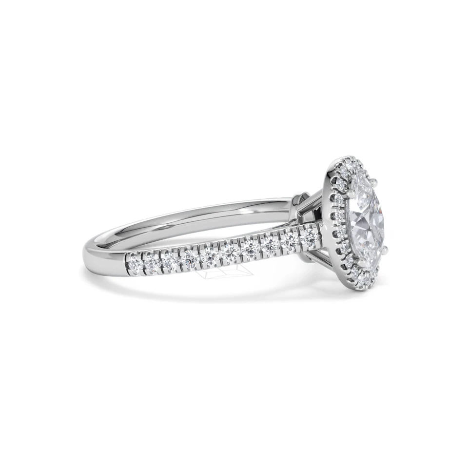 Georgina Lab Oval Diamond Halo Engagement Ring Platinum 1.55ct F/VS1