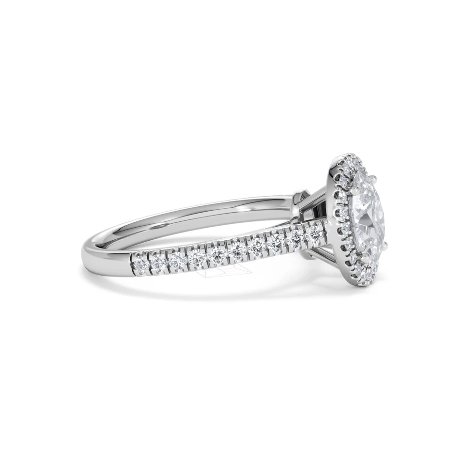 Georgina Lab Oval Diamond Halo Engagement Ring Platinum 1.55ct F/VS1