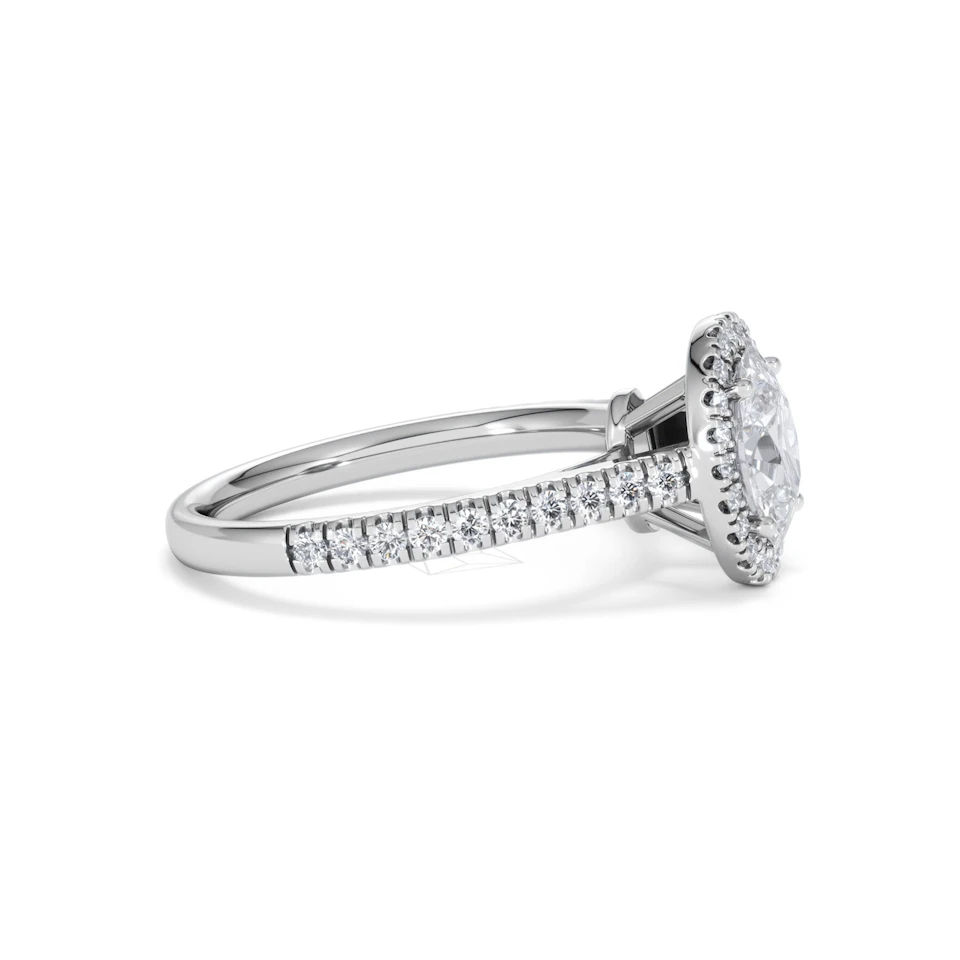 Georgina Lab Oval Diamond Halo Engagement Ring Platinum 1.55ct F/VS1