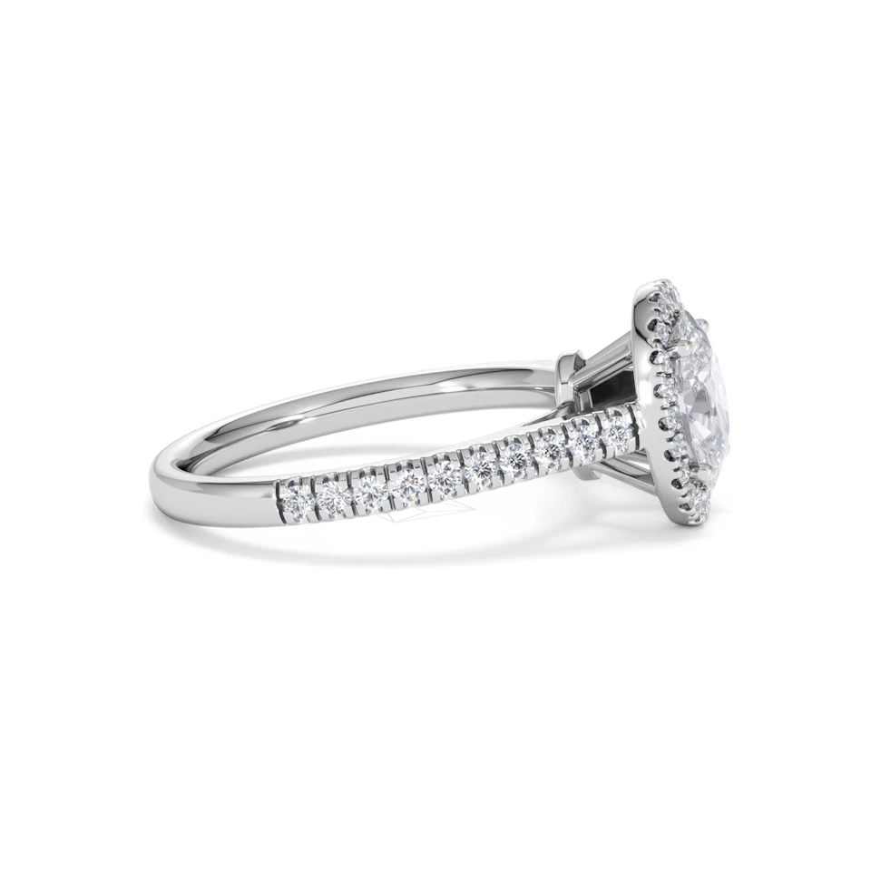 Georgina Lab Oval Diamond Halo Engagement Ring Platinum 1.55ct F/VS1