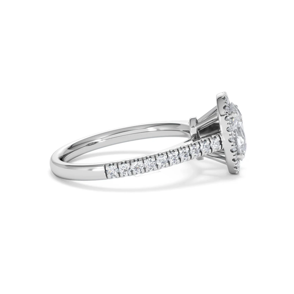 Georgina Lab Oval Diamond Halo Engagement Ring 18K White Gold 1.55ct F/VS1
