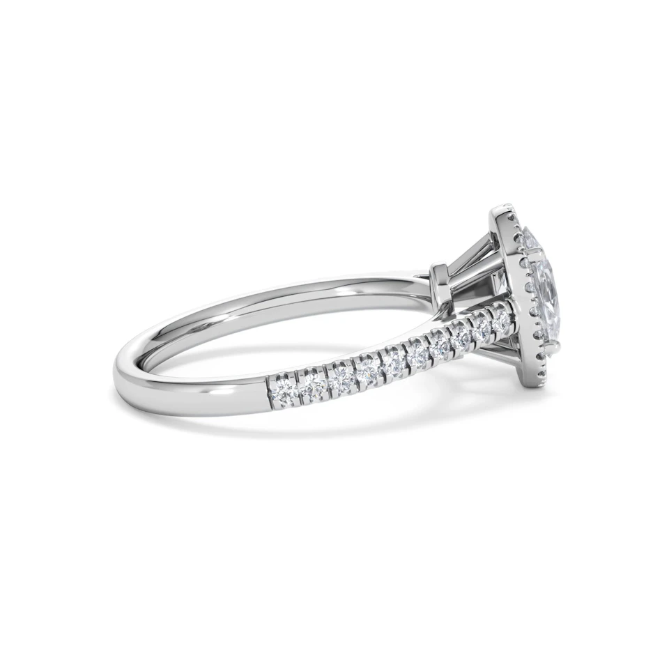 Georgina Lab Oval Diamond Halo Engagement Ring 18K White Gold 1.55ct F/VS1
