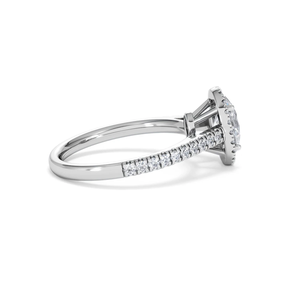 Georgina Lab Oval Diamond Halo Engagement Ring 18K White Gold 1.55ct F/VS1