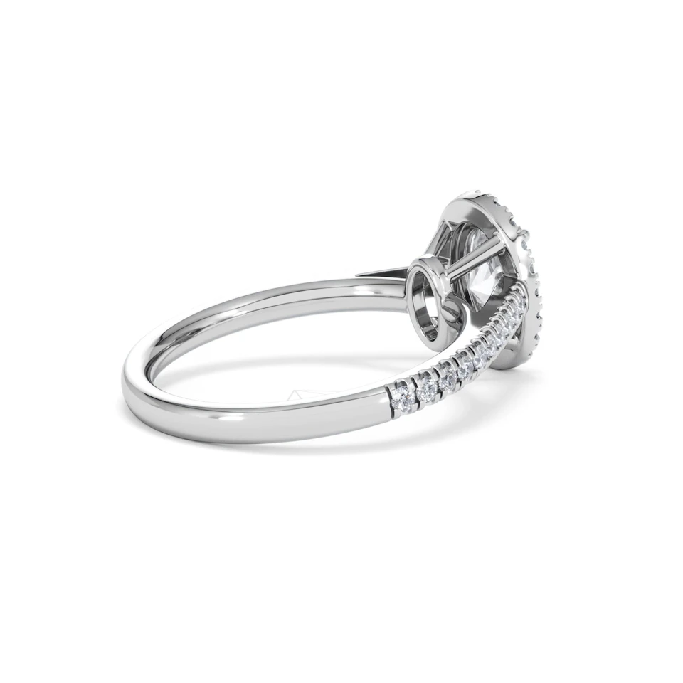 Georgina Lab Oval Diamond Halo Engagement Ring 18K White Gold 1.55ct F/VS1