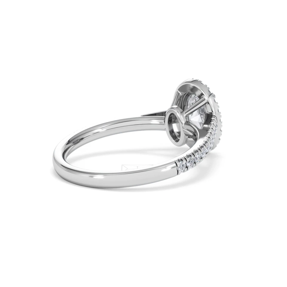 Georgina Lab Oval Diamond Halo Engagement Ring 18K White Gold 1.55ct F/VS1