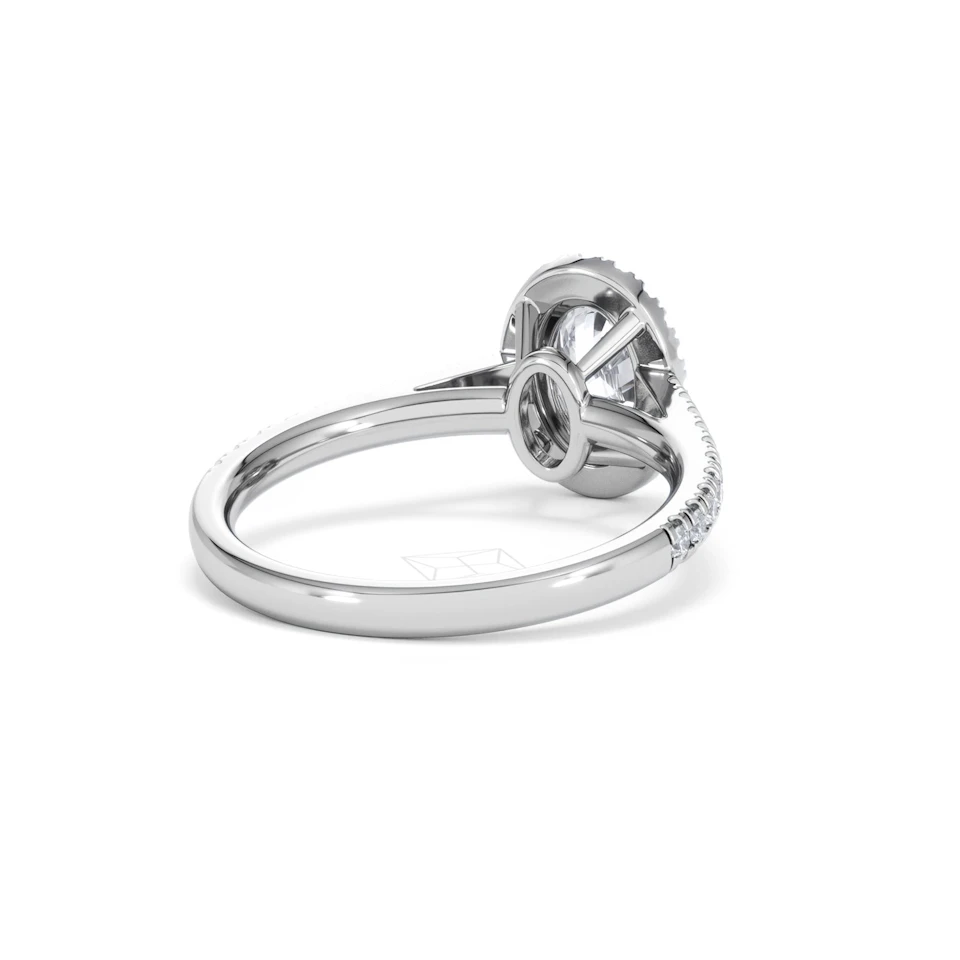 Georgina Lab Oval Diamond Halo Engagement Ring 18K White Gold 1.55ct F/VS1