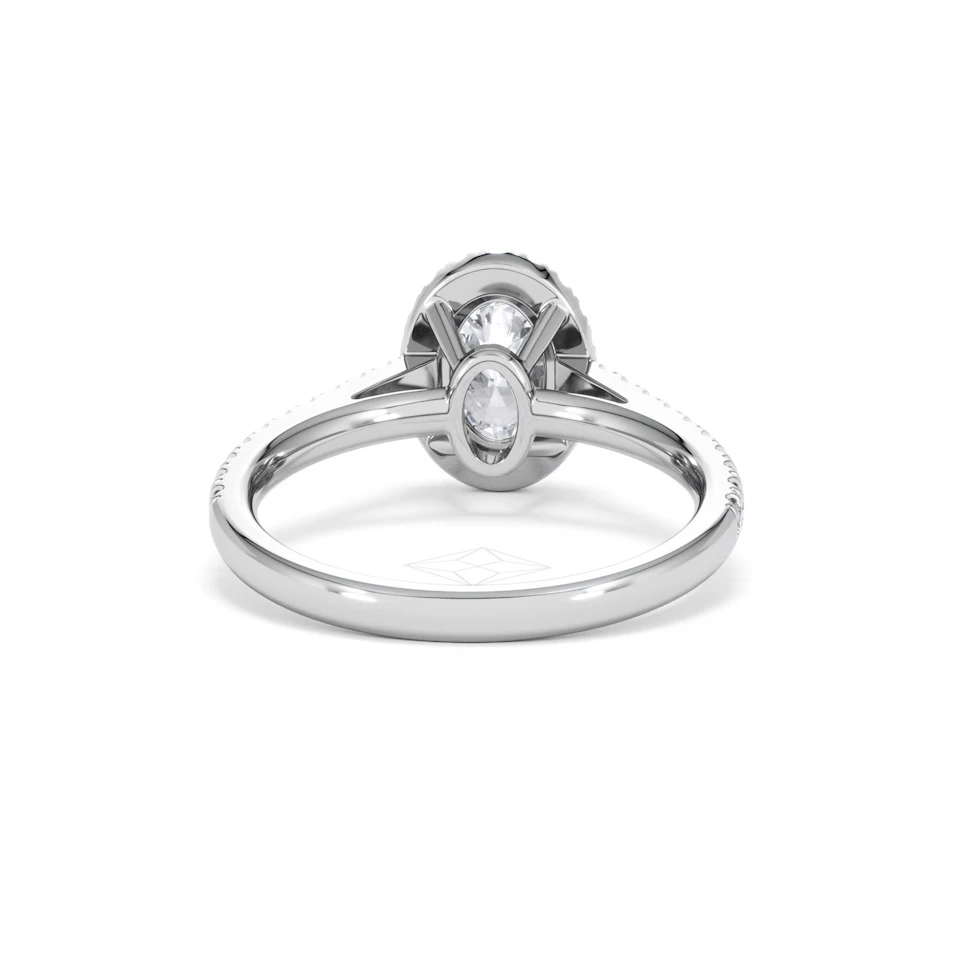 Georgina Lab Oval Diamond Halo Engagement Ring 18K White Gold 1.55ct F/VS1