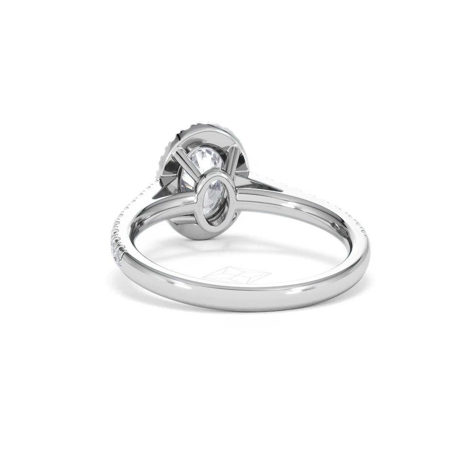 Georgina Lab Oval Diamond Halo Engagement Ring Platinum 1.55ct F/VS1