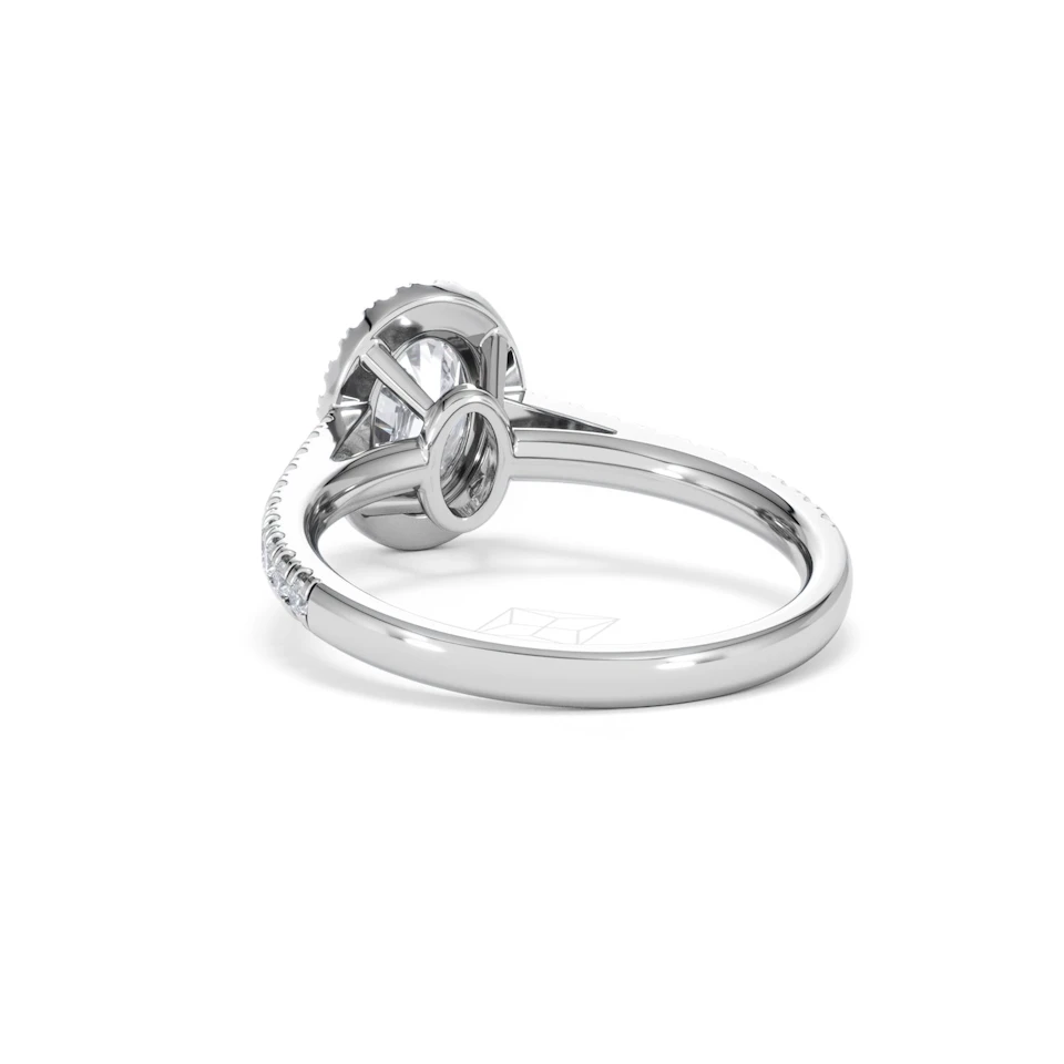 Georgina Lab Oval Diamond Halo Engagement Ring Platinum 1.55ct F/VS1