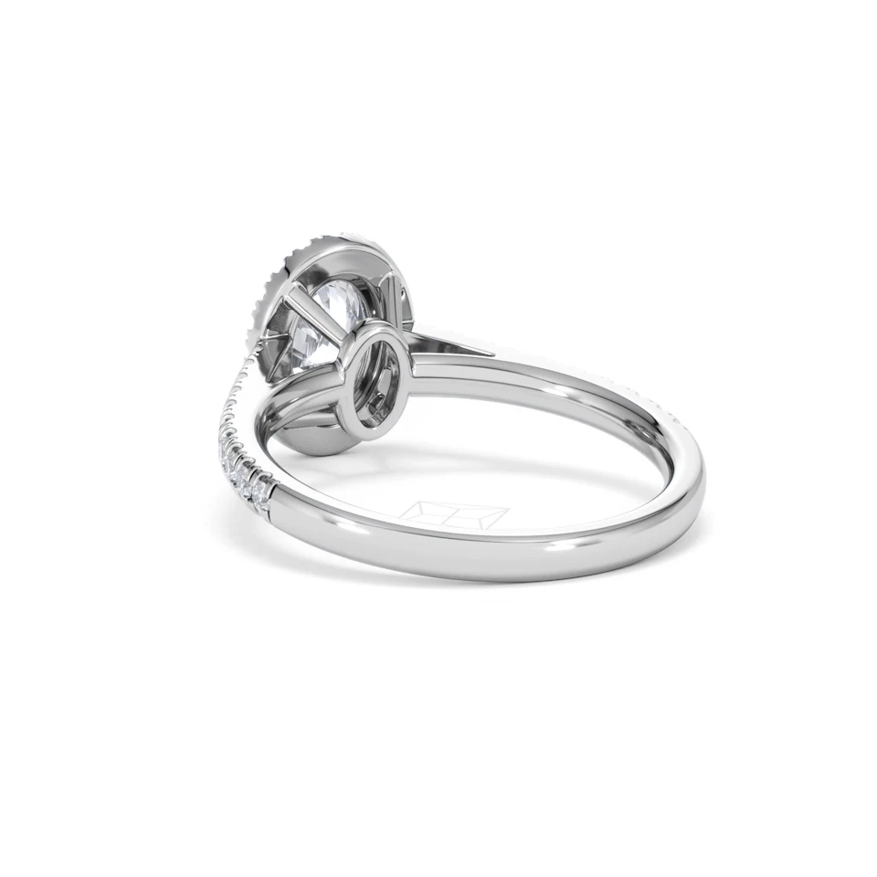 Georgina Lab Oval Diamond Halo Engagement Ring Platinum 1.55ct F/VS1