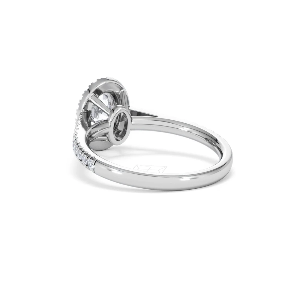 Georgina Lab Oval Diamond Halo Engagement Ring Platinum 1.55ct F/VS1