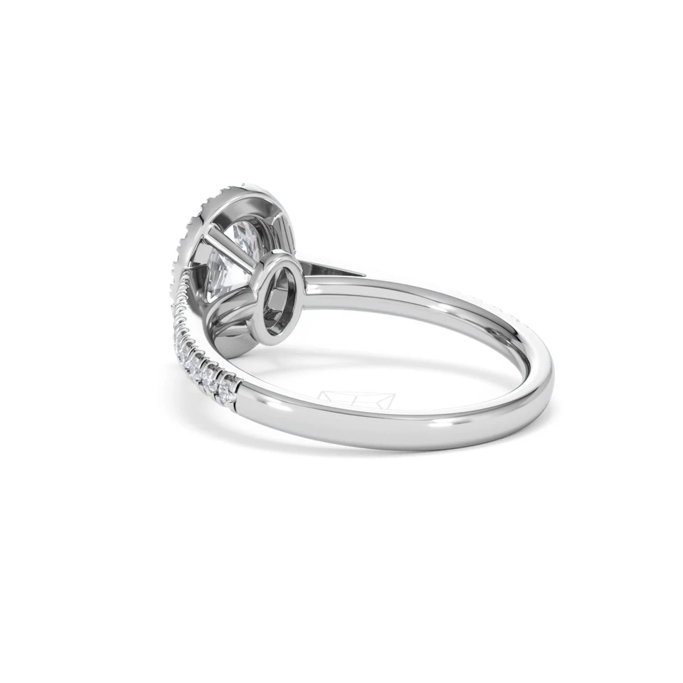 Georgina Lab Oval Diamond Halo Engagement Ring 18K White Gold 1.55ct F/VS1