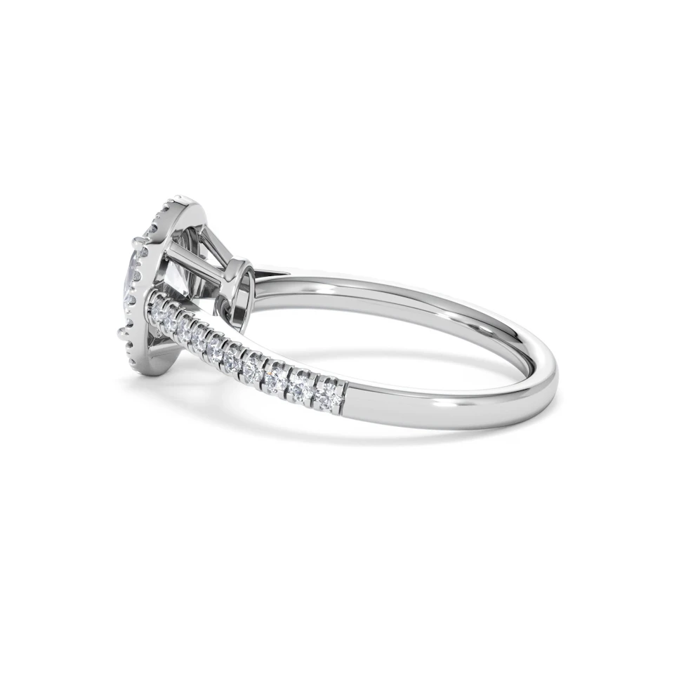 Georgina Lab Oval Diamond Halo Engagement Ring 18K White Gold 1.55ct F/VS1