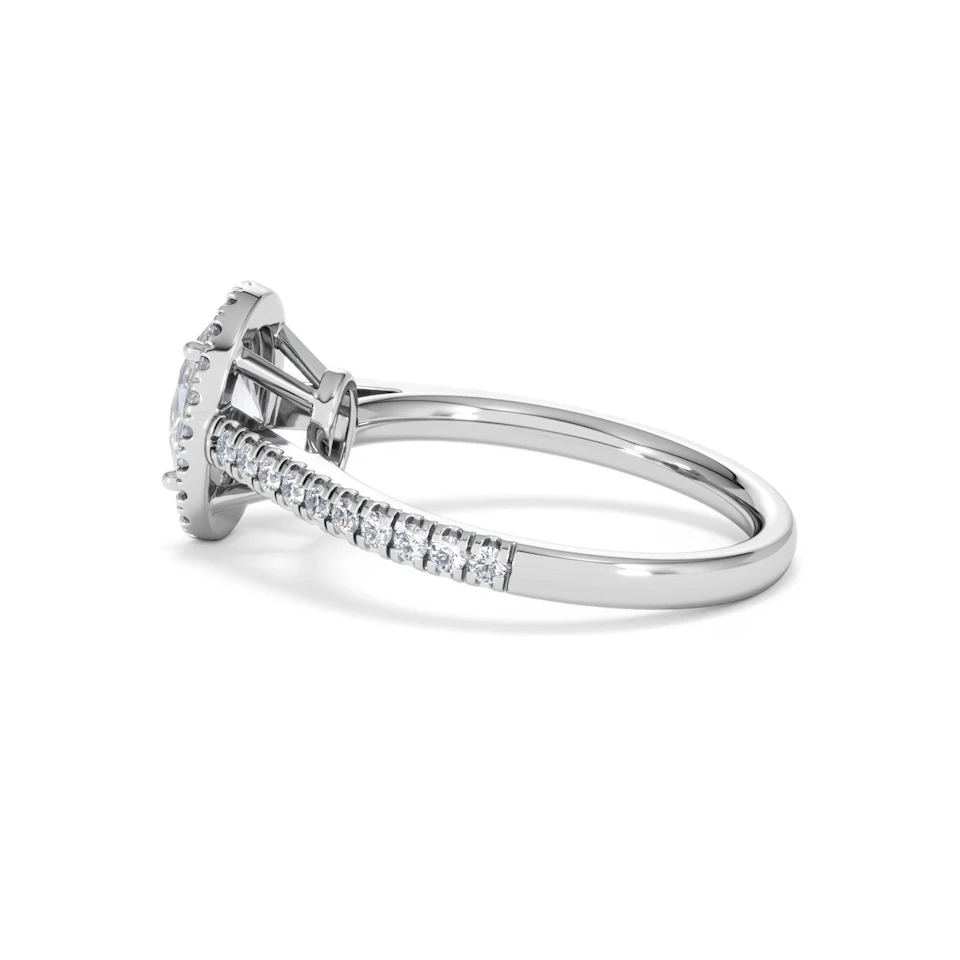 Georgina Lab Oval Diamond Halo Engagement Ring 18K White Gold 1.55ct F/VS1