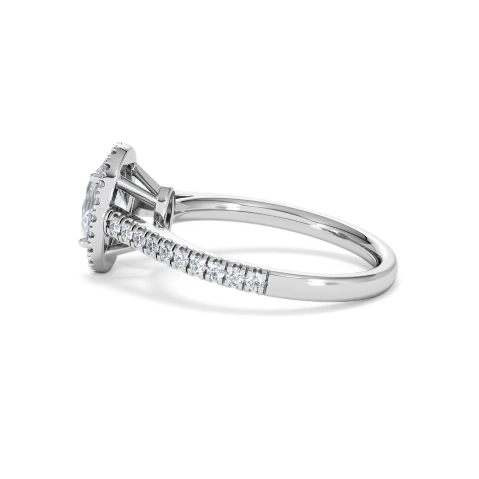 Georgina Lab Oval Diamond Halo Engagement Ring Platinum 1.55ct F/VS1