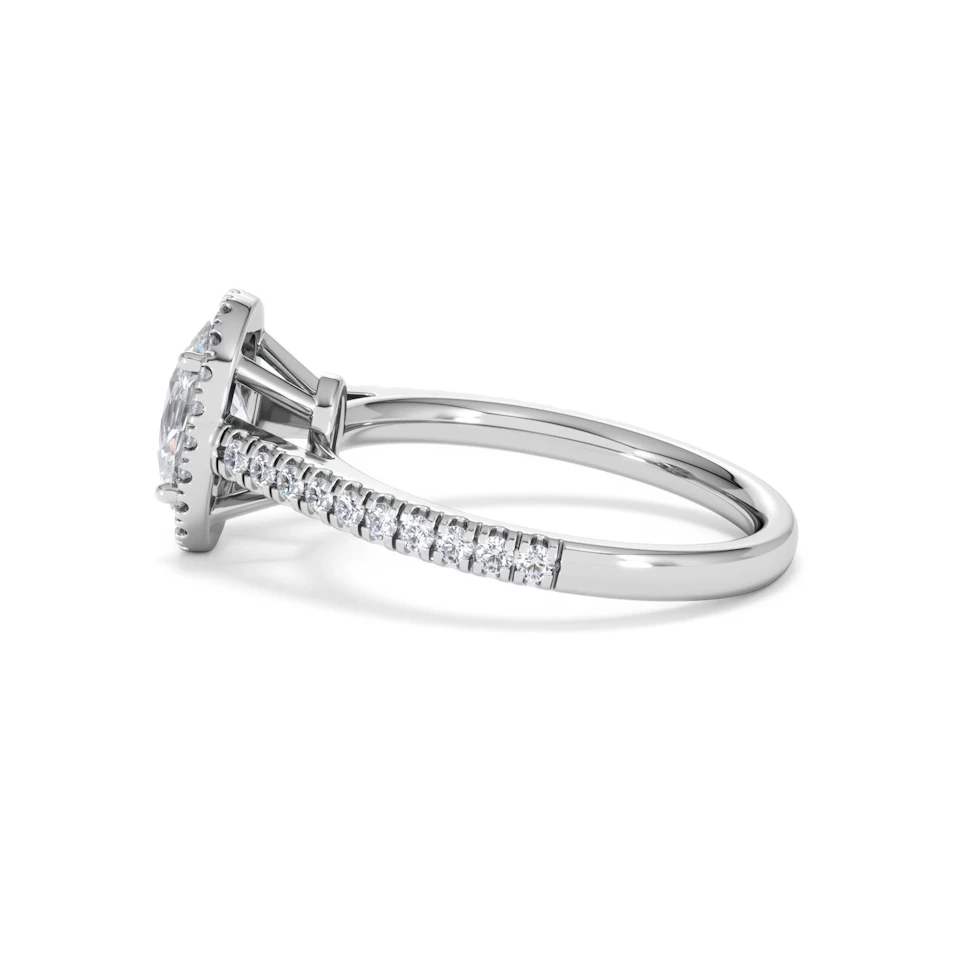 Georgina Lab Oval Diamond Halo Engagement Ring 18K White Gold 1.55ct F/VS1