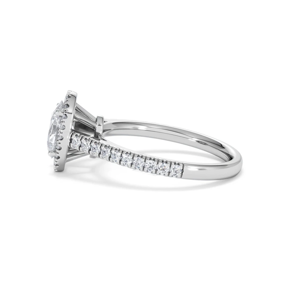 Georgina Lab Oval Diamond Halo Engagement Ring Platinum 1.55ct F/VS1