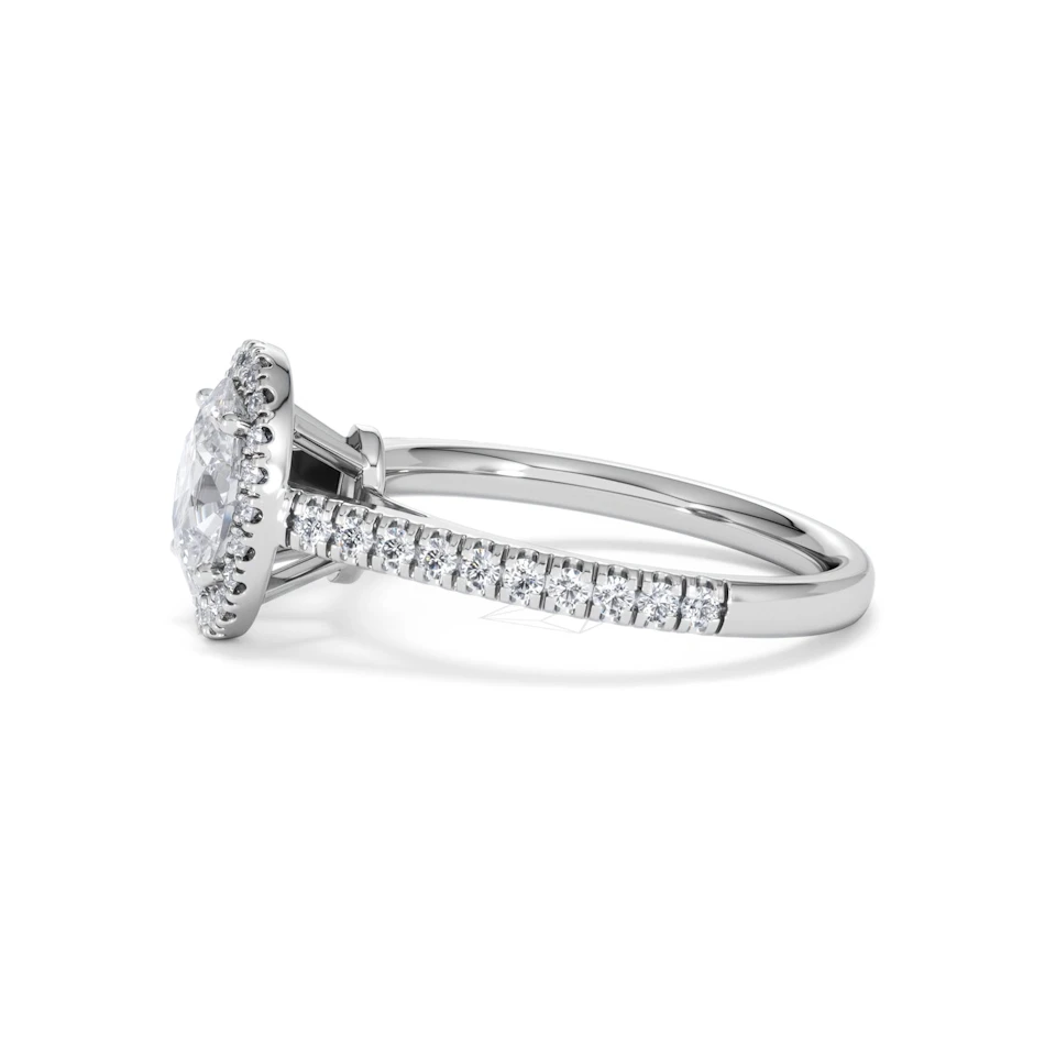 Georgina Lab Oval Diamond Halo Engagement Ring Platinum 1.55ct F/VS1