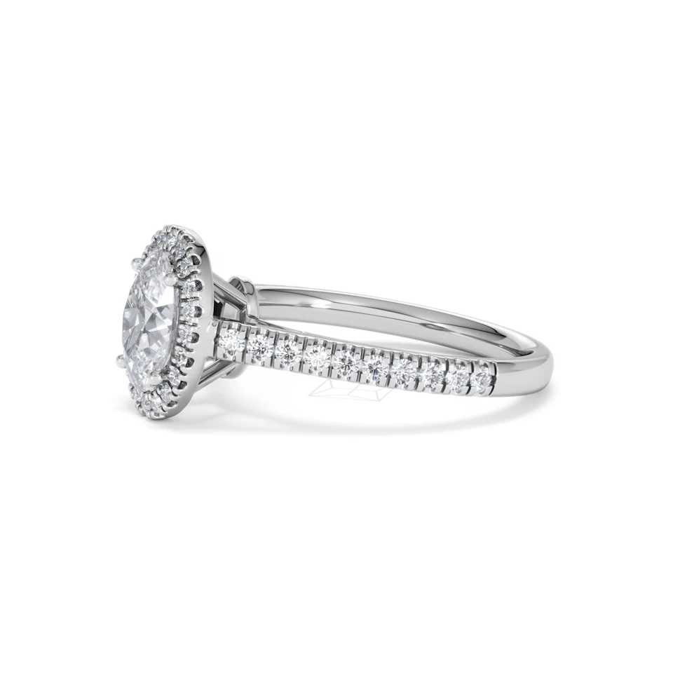 Georgina Lab Oval Diamond Halo Engagement Ring Platinum 1.55ct F/VS1