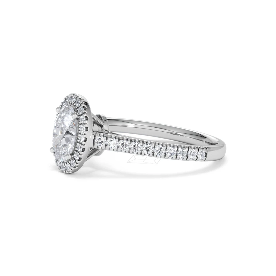 Georgina Lab Oval Diamond Halo Engagement Ring Platinum 1.55ct F/VS1
