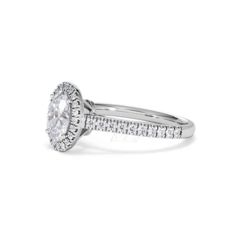 Georgina Lab Oval Diamond Halo Engagement Ring Platinum 1.55ct F/VS1